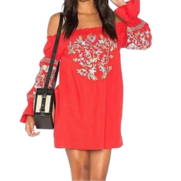 Free People Fleur Du Jour Mini Dress, Size L, Red - Picture 4 of 15